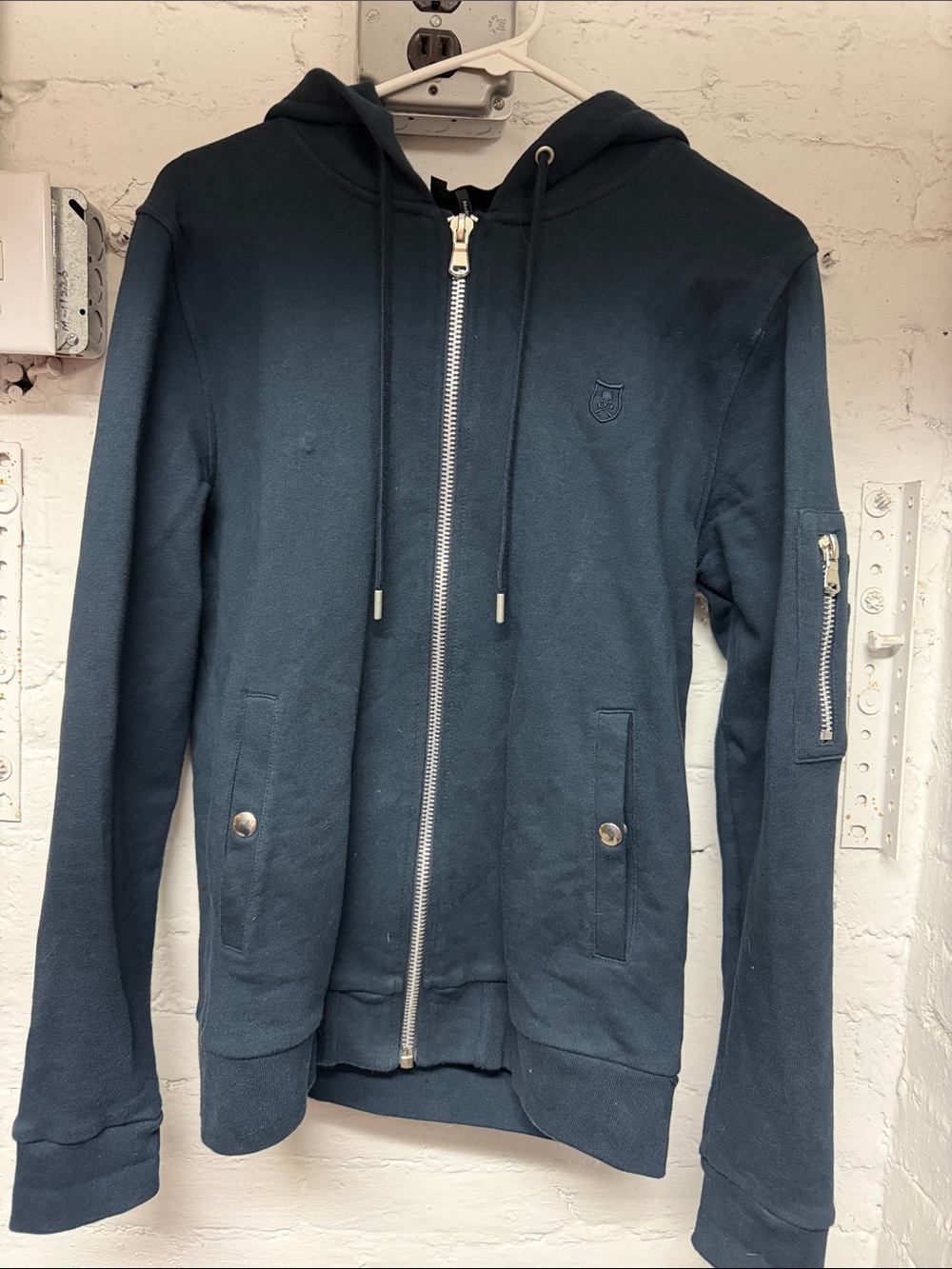 The Kooples Navy Full-Zip Hooded Sweatshirt